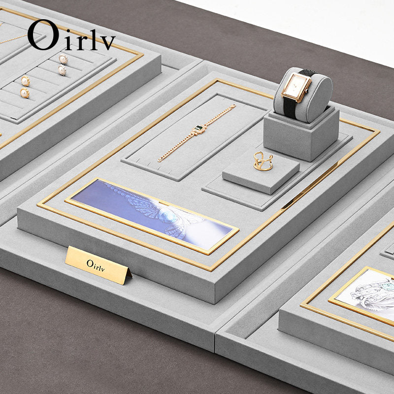OIRLV high quality grey microfiber metal jewellery display :TT289