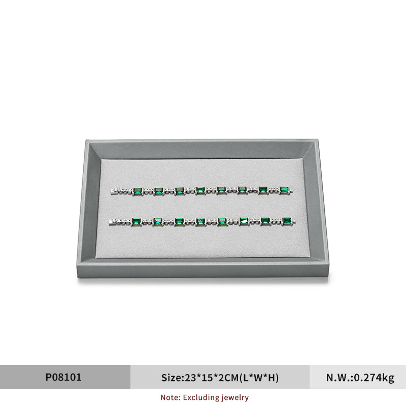 Gray PU Leather Microfiber Jewelry Display Tray P081