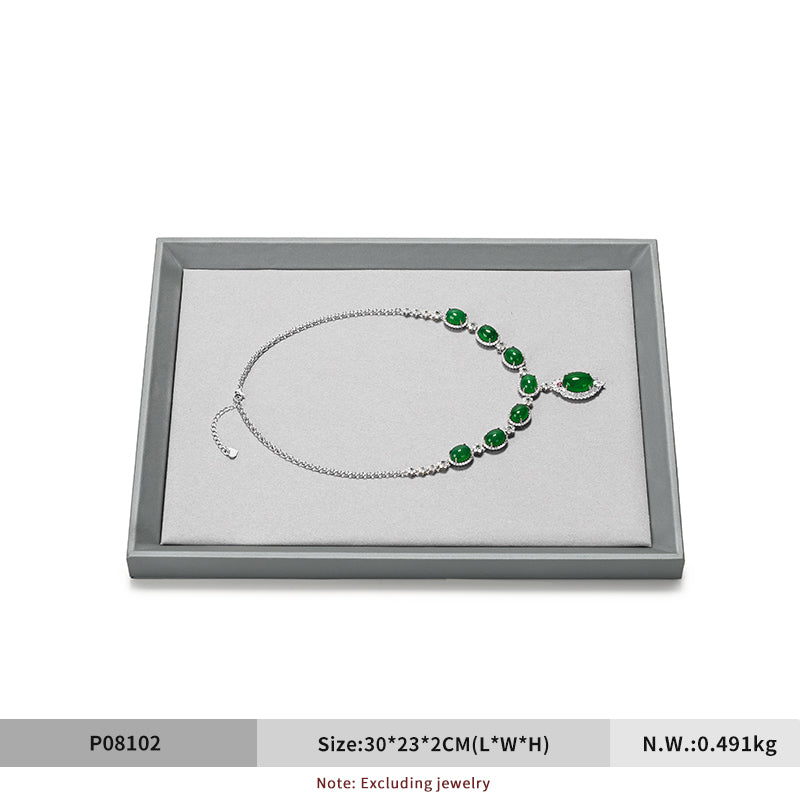 Gray PU Leather Microfiber Jewelry Display Tray P081