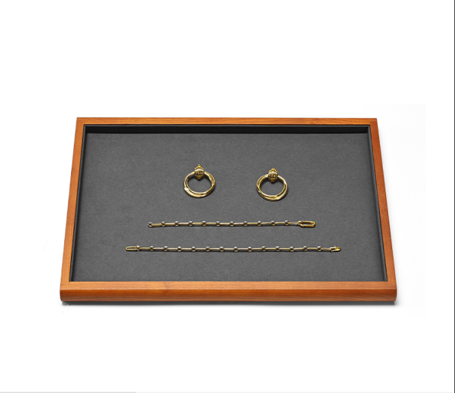 Wood White Microfiber Jewelry Display Tray P082