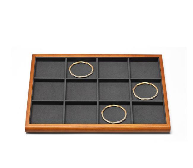 Wood White Microfiber Jewelry Display Tray P082