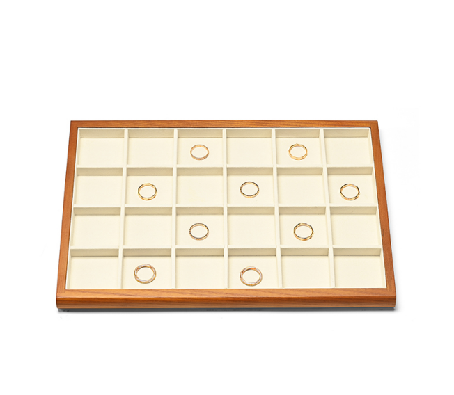 Wood White Microfiber Jewelry Display Tray P082