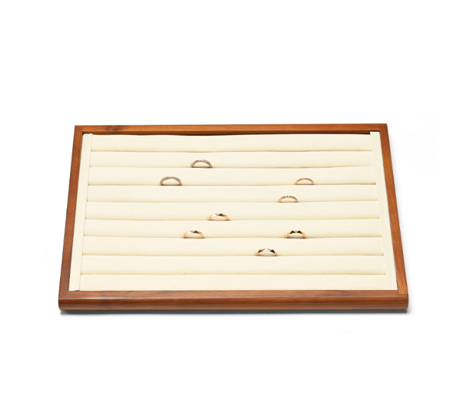Wood White Microfiber Jewelry Display Tray P082