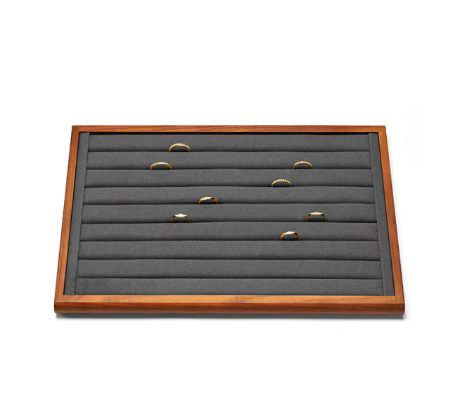 Wood White Microfiber Jewelry Display Tray P082