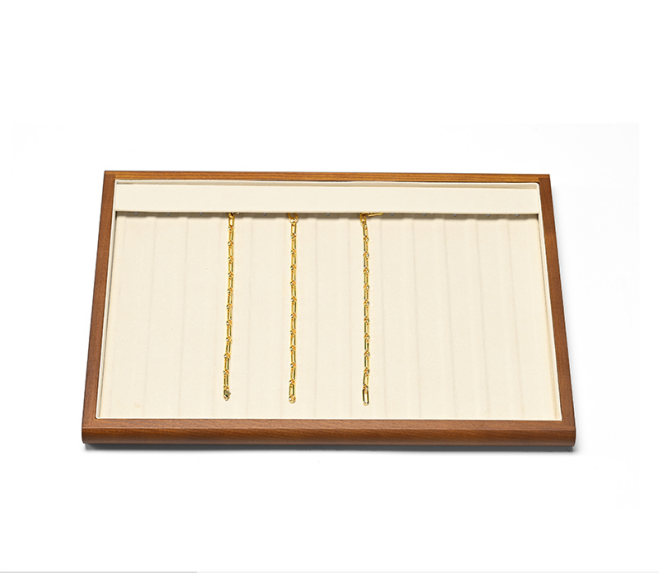 Wood White Microfiber Jewelry Display Tray P082