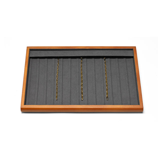 Wood White Microfiber Jewelry Display Tray P082