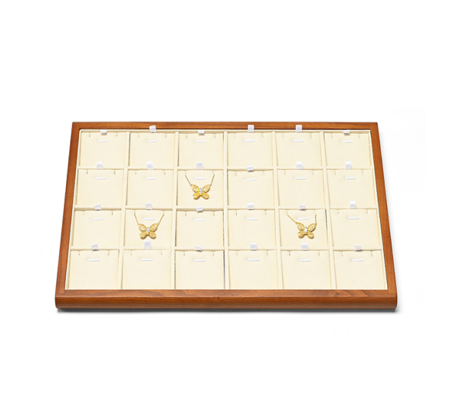 Wood White Microfiber Jewelry Display Tray P082