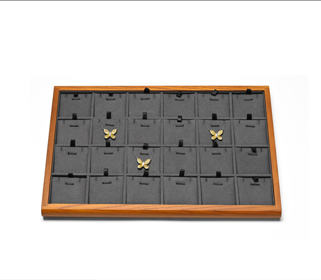 Wood White Microfiber Jewelry Display Tray P082