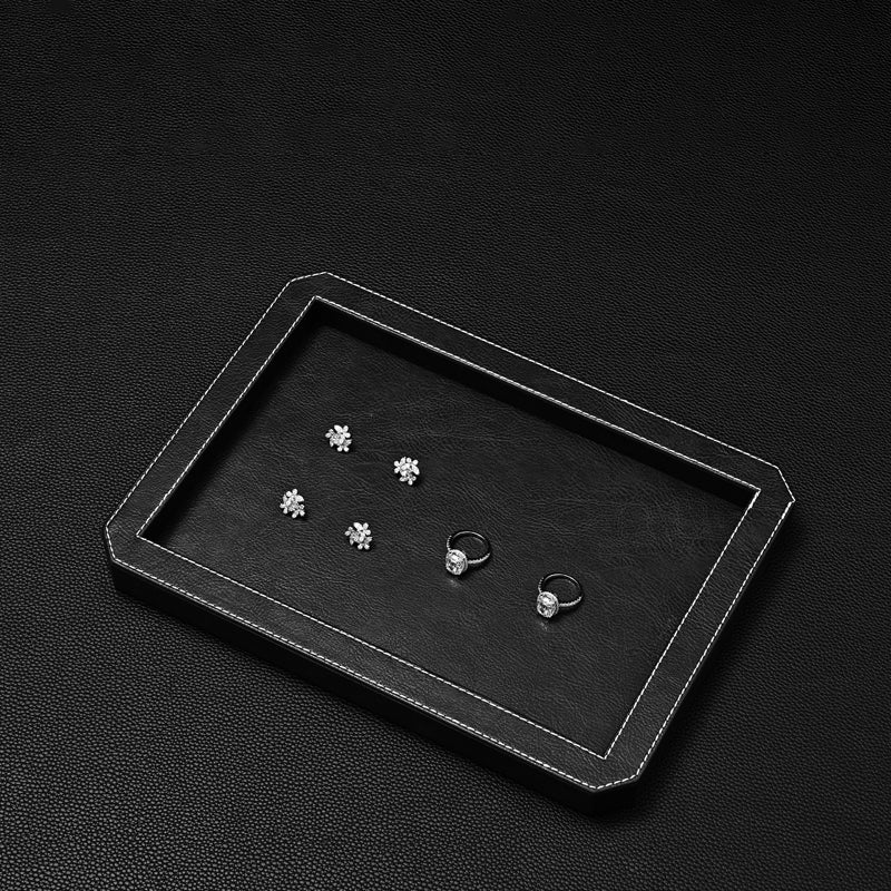 Octagon Luxury Black/Gray/Green Stitching Jewelry Display Tray P213