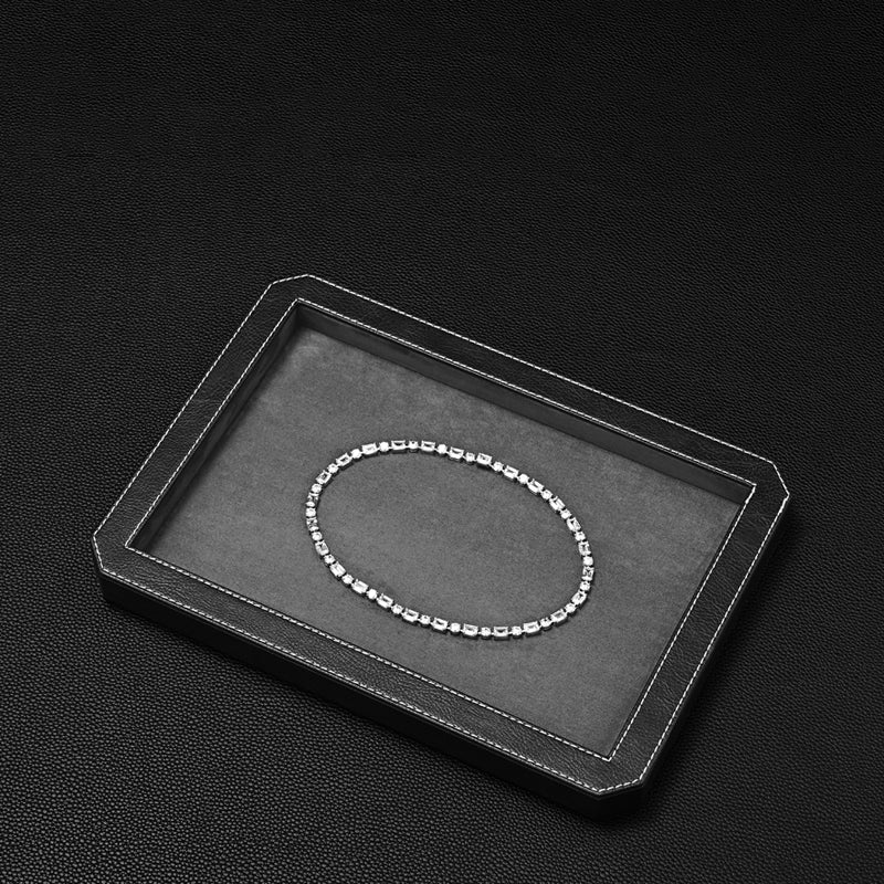 Octagon Luxury Black/Gray/Green Stitching Jewelry Display Tray P213