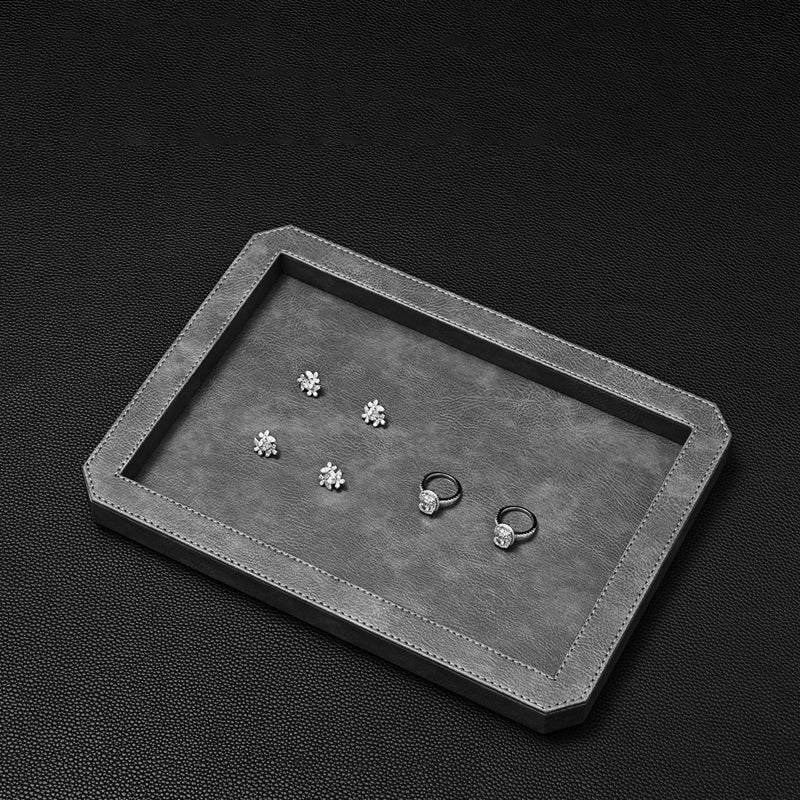 Octagon Luxury Black/Gray/Green Stitching Jewelry Display Tray P213