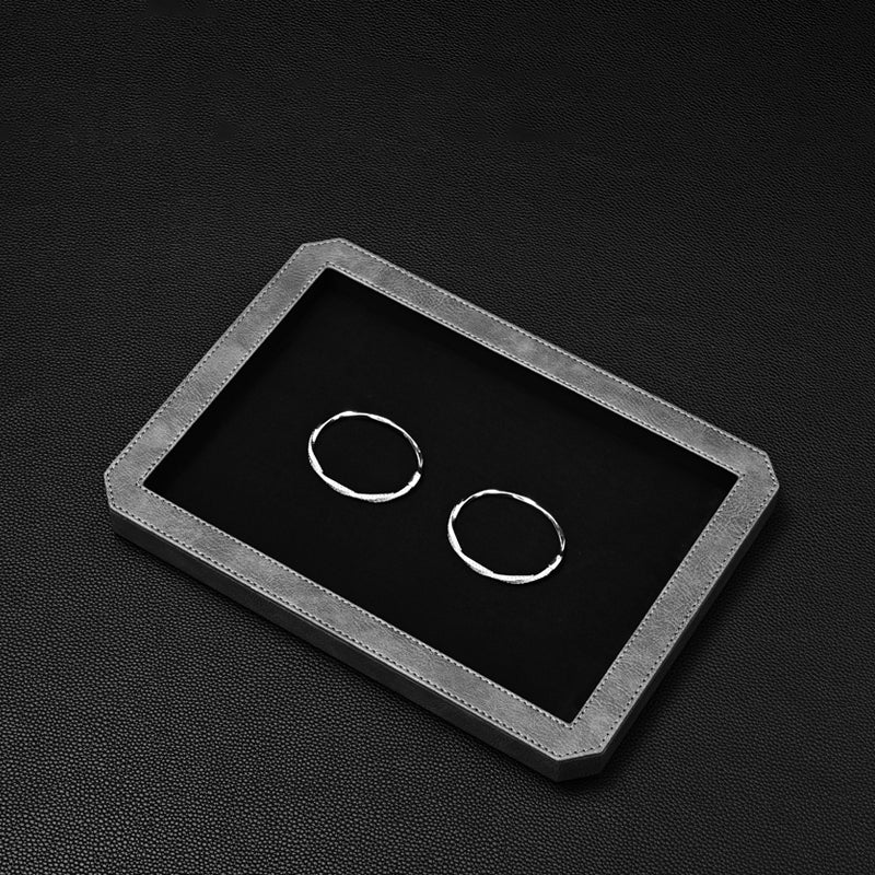 Octagon Luxury Black/Gray/Green Stitching Jewelry Display Tray P213
