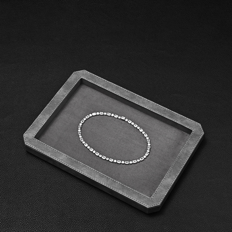Octagon Luxury Black/Gray/Green Stitching Jewelry Display Tray P213