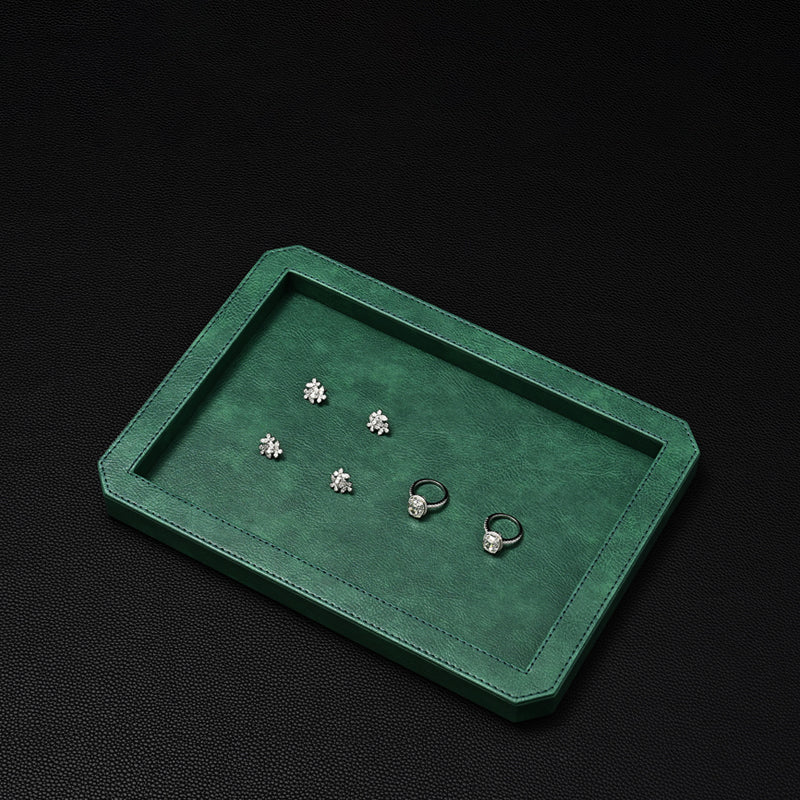 Octagon Luxury Black/Gray/Green Stitching Jewelry Display Tray P213