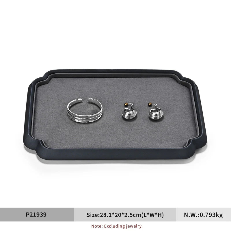 Factory Grey PU Leather Jewelry Display Plate P219