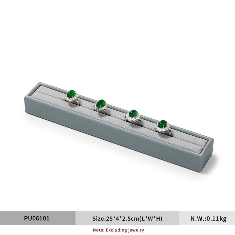 Light Gray Premium Leather Ring Display Stand PU053