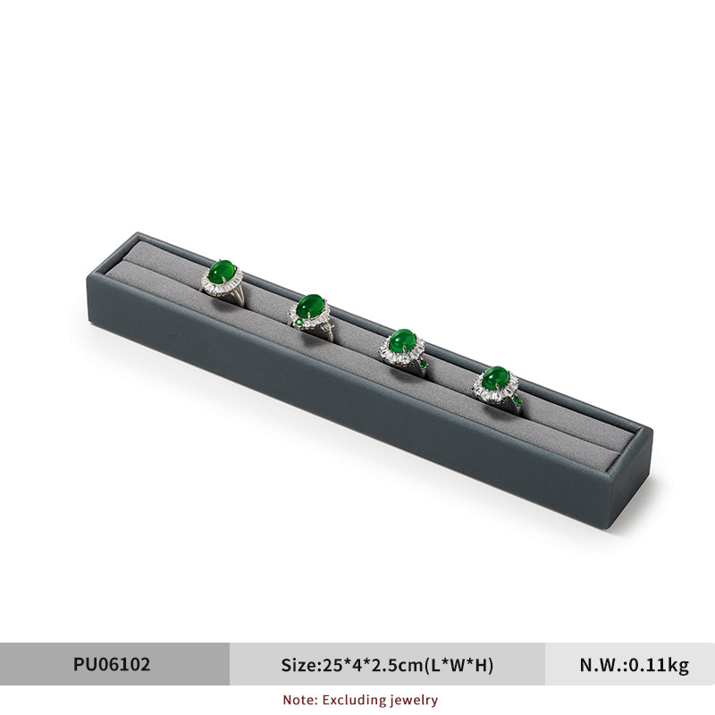 Light Gray Premium Leather Ring Display Stand PU053