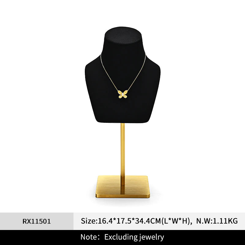 Luxury Black/Beige/Gray/Blue Microfiber Necklace Bust Display Stand RX115