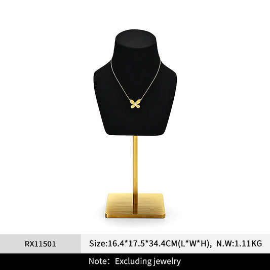 Luxury Black/Beige/Gray/Blue Microfiber Necklace Bust Display Stand RX115