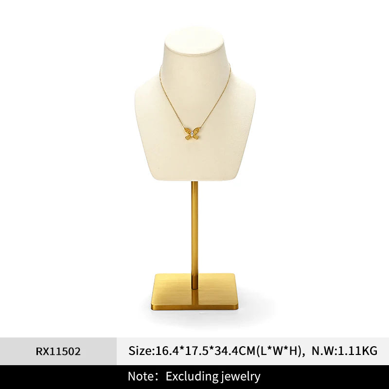 Luxury Black/Beige/Gray/Blue Microfiber Necklace Bust Display Stand RX115