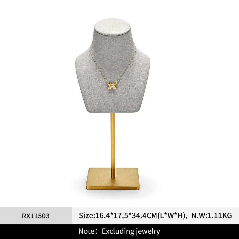 Luxury Black/Beige/Gray/Blue Microfiber Necklace Bust Display Stand RX115