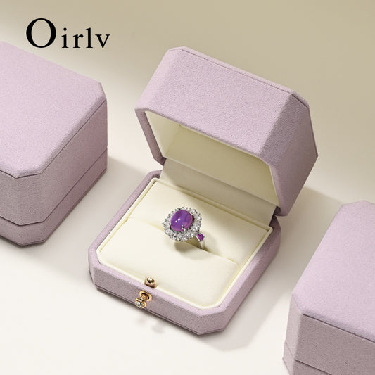 Oirlv Fashion Jewelry Box Ring Box Double Purple Wedding Ring Box:H180