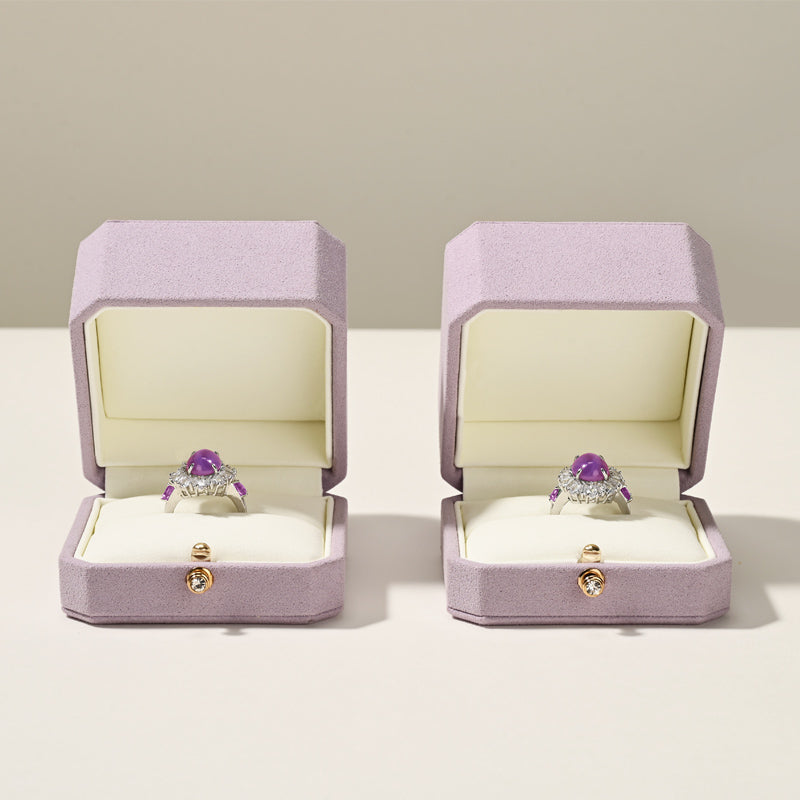 Oirlv Fashion Jewelry Box Ring Box Double Purple Wedding Ring Box:H180
