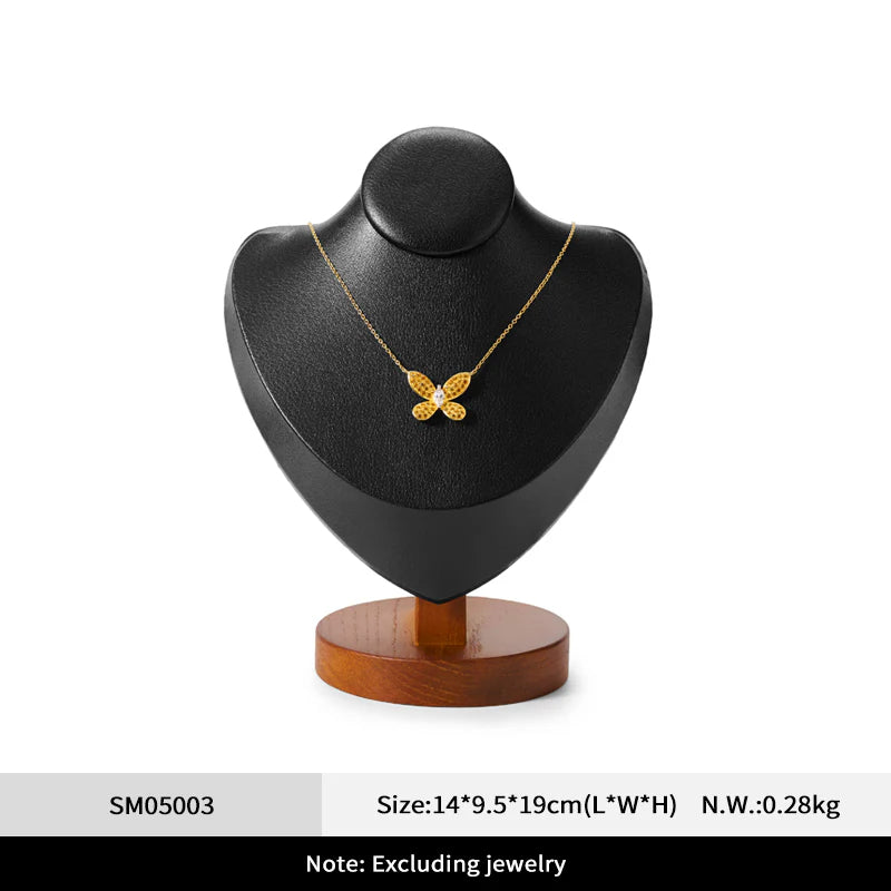 Premium Wood Microfiber Necklace Bust Display Stand SM050