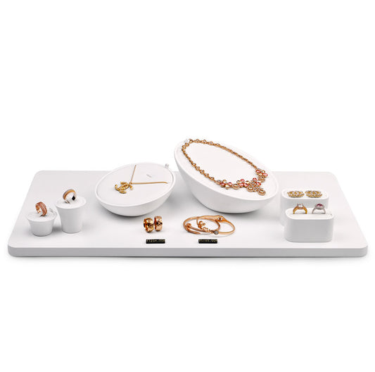 New White MDF Spray Paint PU Leather Jewelry Rack SM093