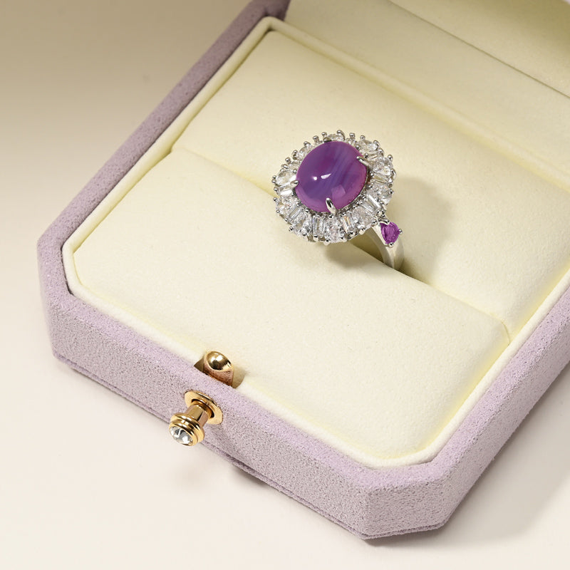 Oirlv Fashion Jewelry Box Ring Box Double Purple Wedding Ring Box:H180