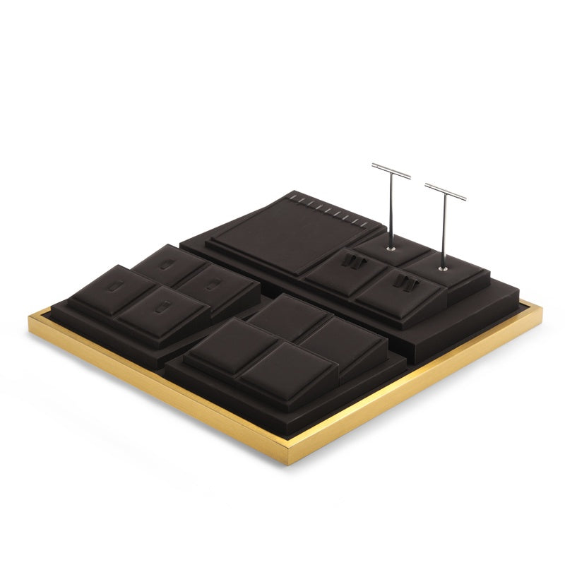 OIRLV Metal frame jewelry display set with black leather TT066