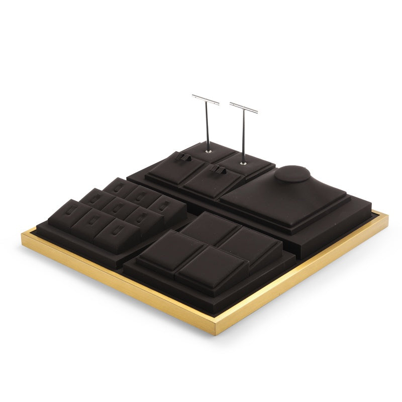 OIRLV Metal frame jewelry display set with black leather TT066