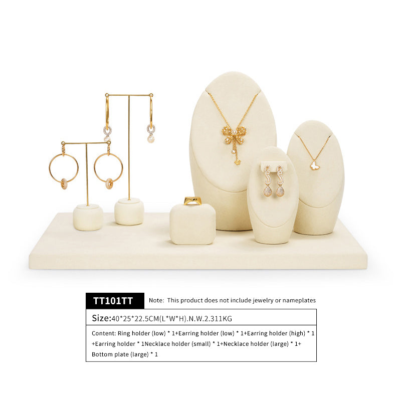 Luxury Beige Microfiber Jewelry Display Set TT101