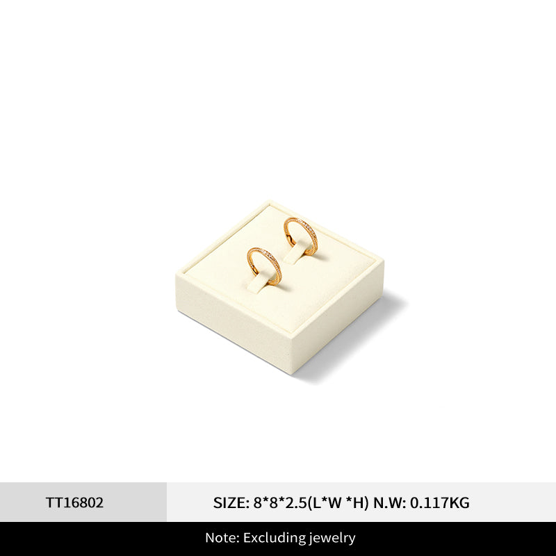 Beige Microfiber Ring Necklace Jewelry Display Set TT168