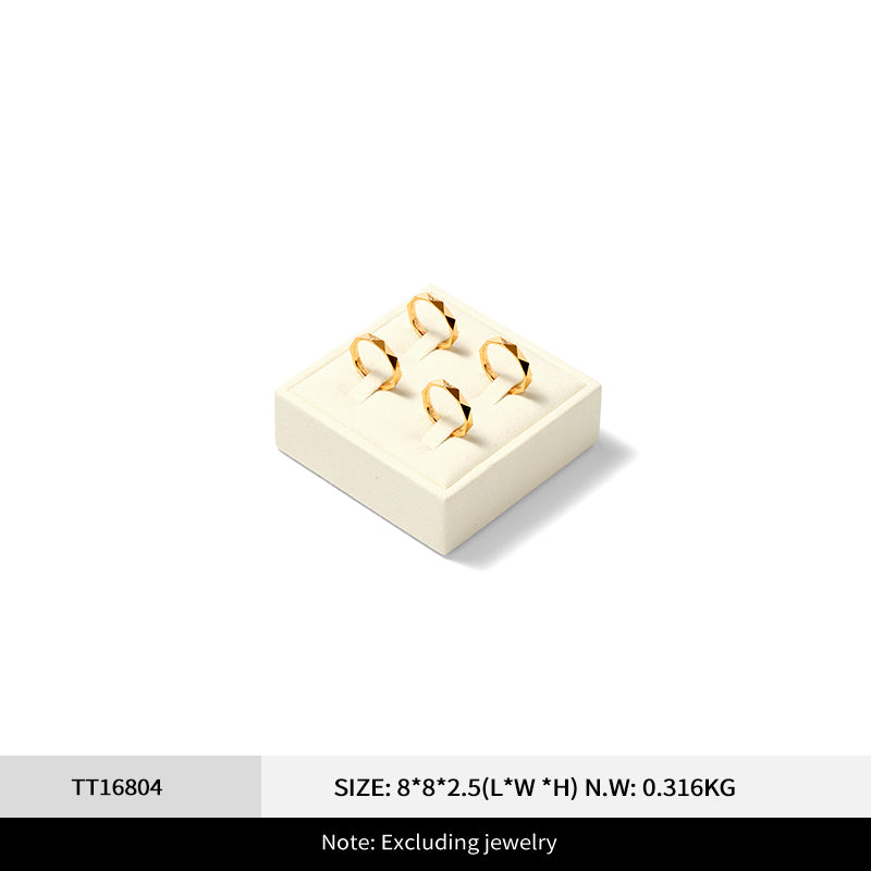 Beige Microfiber Ring Necklace Jewelry Display Set TT168