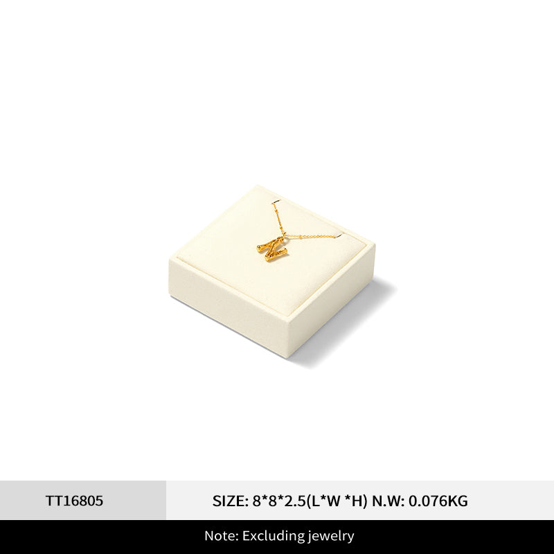 Beige Microfiber Ring Necklace Jewelry Display Set TT168