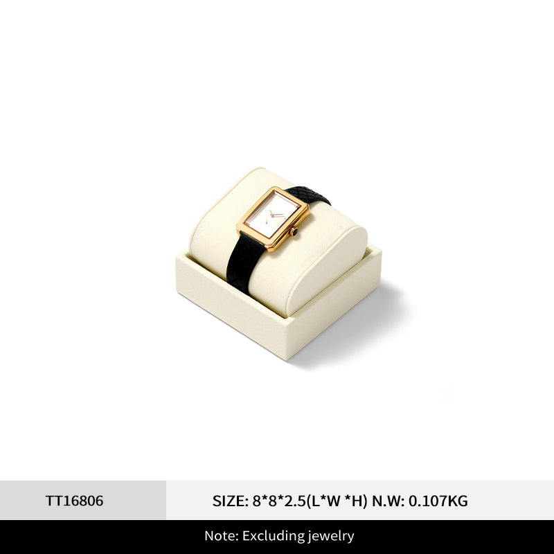 Beige Microfiber Ring Necklace Jewelry Display Set TT168