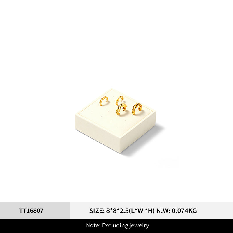 Beige Microfiber Ring Necklace Jewelry Display Set TT168