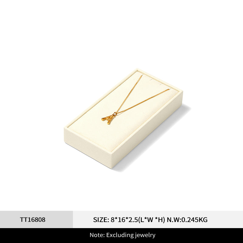 Beige Microfiber Ring Necklace Jewelry Display Set TT168