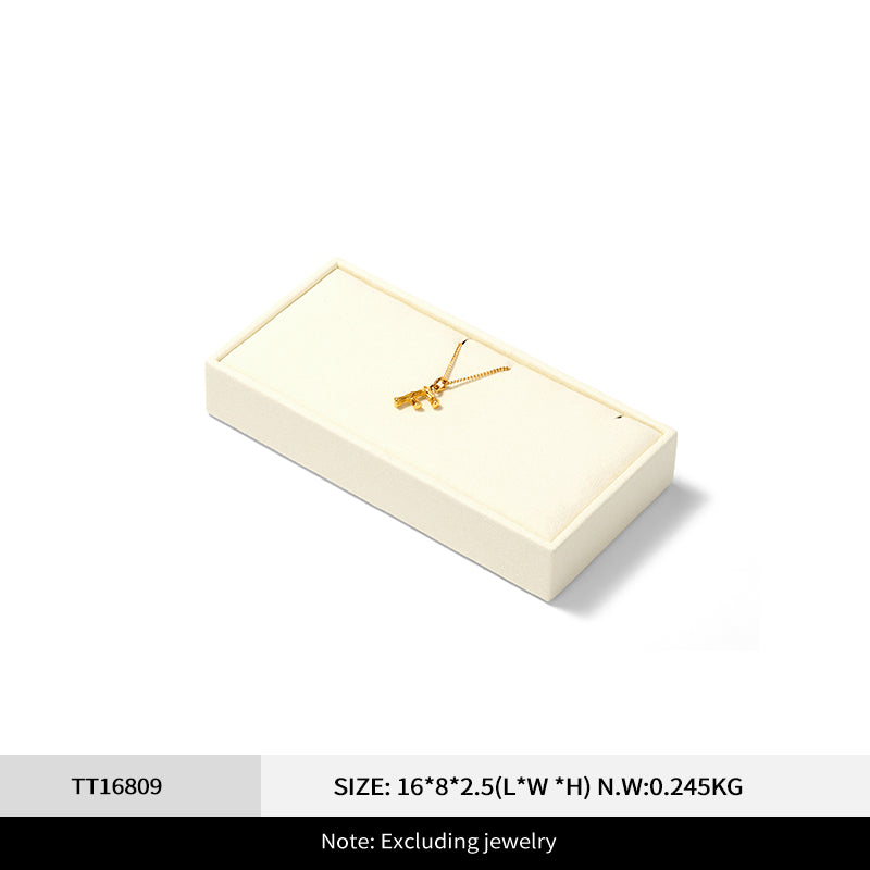 Beige Microfiber Ring Necklace Jewelry Display Set TT168