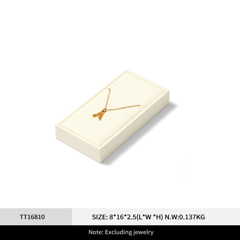 Beige Microfiber Ring Necklace Jewelry Display Set TT168