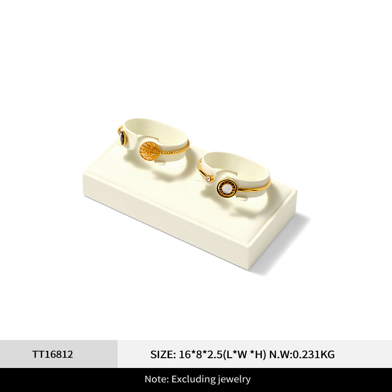 Beige Microfiber Ring Necklace Jewelry Display Set TT168