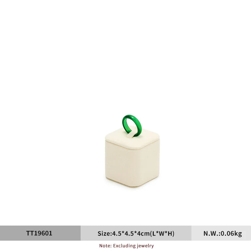 Beige Microfiber Ring Earring Necklace Watch Jewelry Display Set TT196