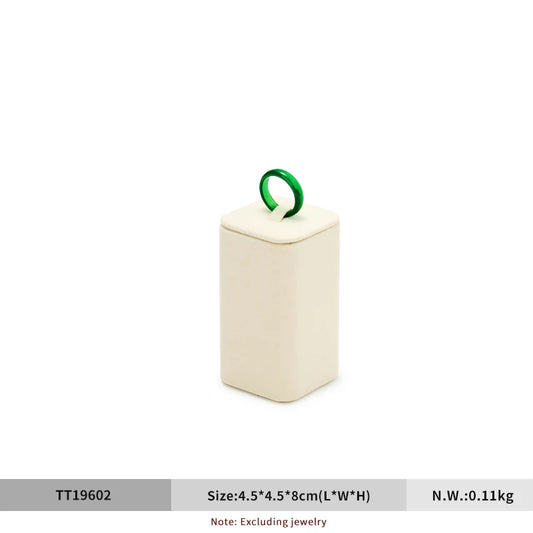 Beige Microfiber Ring Earring Necklace Watch Jewelry Display Set TT196