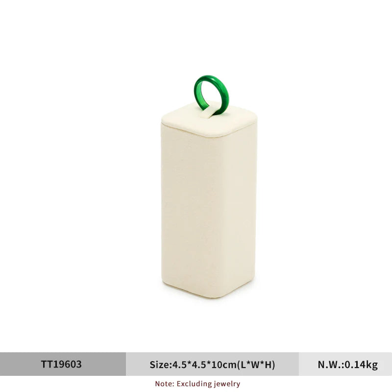 Beige Microfiber Ring Earring Necklace Watch Jewelry Display Set TT196