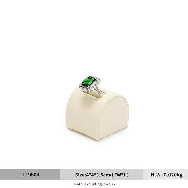 Beige Microfiber Ring Earring Necklace Watch Jewelry Display Set TT196