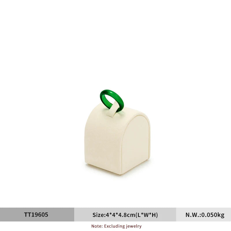 Beige Microfiber Ring Earring Necklace Watch Jewelry Display Set TT196