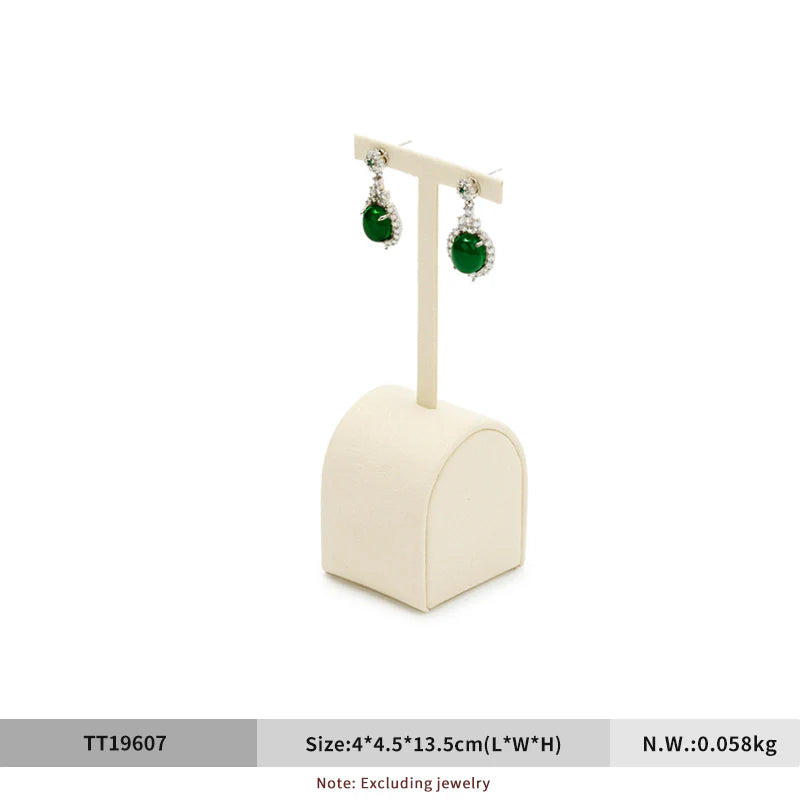 Beige Microfiber Ring Earring Necklace Watch Jewelry Display Set TT196