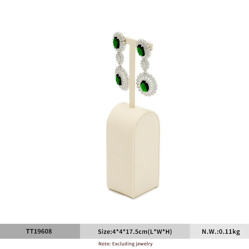 Beige Microfiber Ring Earring Necklace Watch Jewelry Display Set TT196