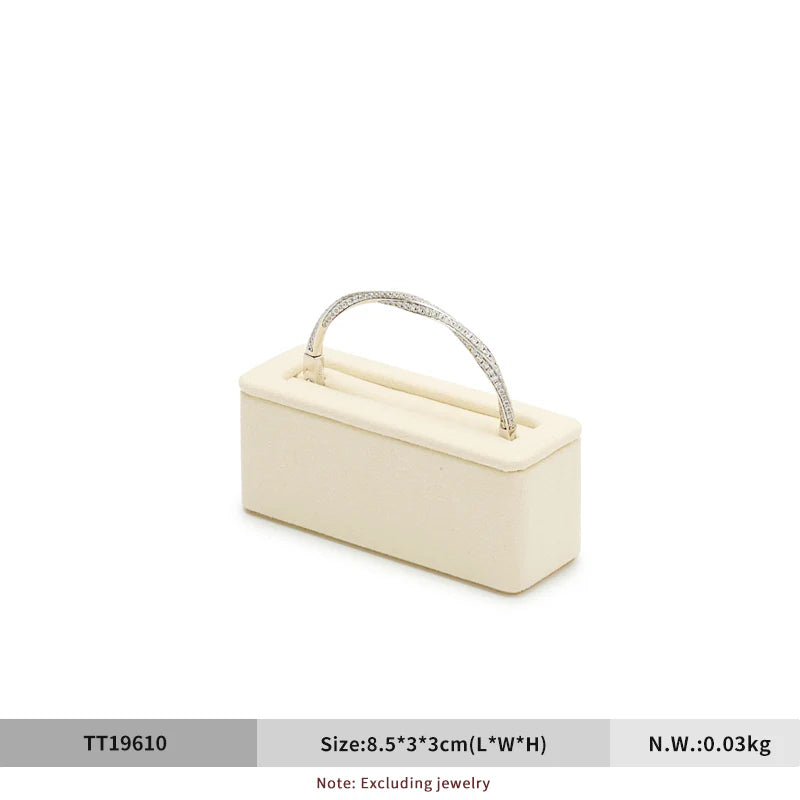 Beige Microfiber Ring Earring Necklace Watch Jewelry Display Set TT196